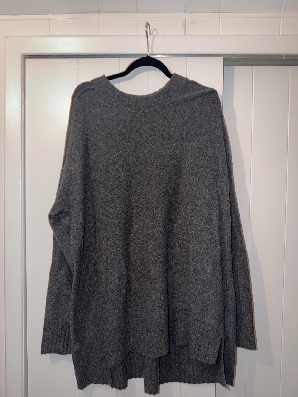 Free People Oversized Charcoal CowlNeck Sweater